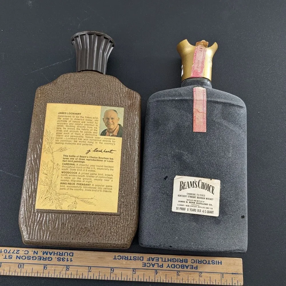 Lot Of 2 Vintage Jim Beam Decanters 1974 James Lockhart & Frosted On The Terrace